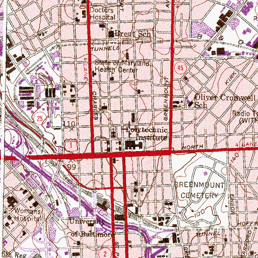 Topographic Map of Dallas F Nicholas Senior Elementary School, MD