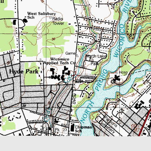 Topographic Map of Wicomico County Alternative School, MD