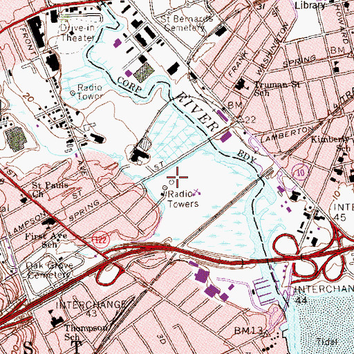 Topographic Map of WAVZ-AM (New Haven), CT