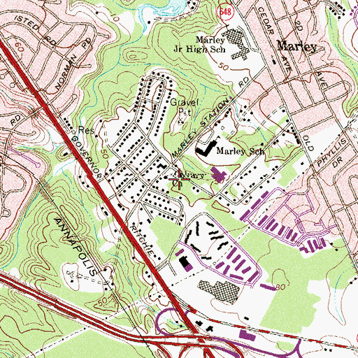 Topographic Map of Calvary Baptist Church Academy, MD