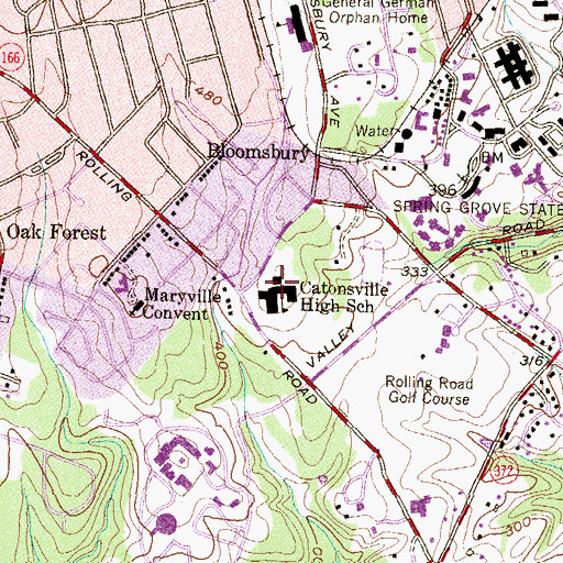 Topographic Map of Catonsville Evening High School, MD