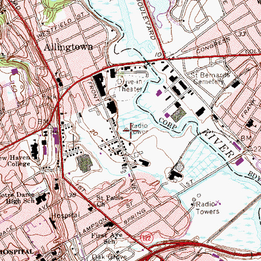 Topographic Map of WNHC-AM (New Haven), CT