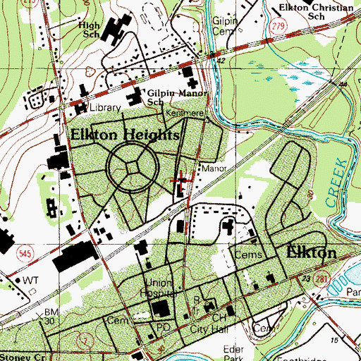 Topographic Map of Immaculate Conception Elementary School, MD