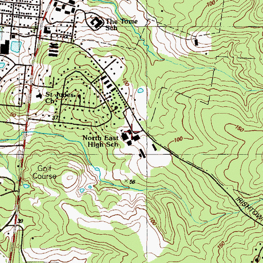 Topographic Map of North East Evening High School, MD