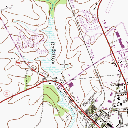 Topographic Map of Radcliffe Creek School Elementary School, MD