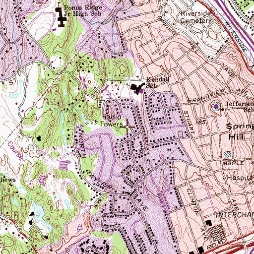 Topographic Map of WNLK-AM (Norwalk), CT