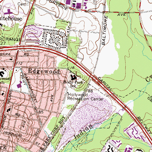 Topographic Map of AL - Huda School, MD