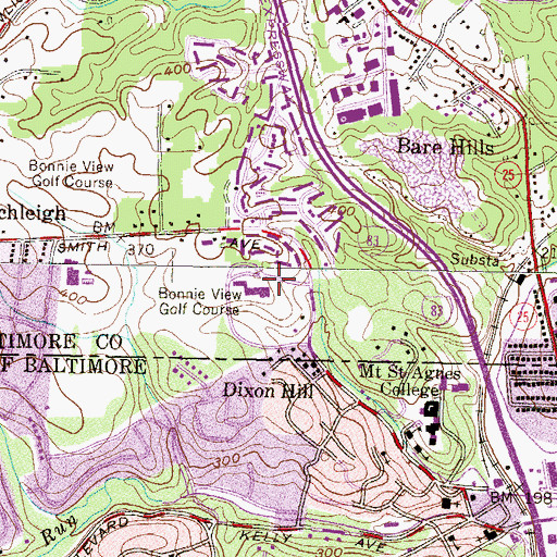Topographic Map of Bais Yaakov Middle School, MD