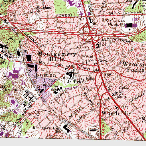 Topographic Map of The Torah School of Greater Washington, MD