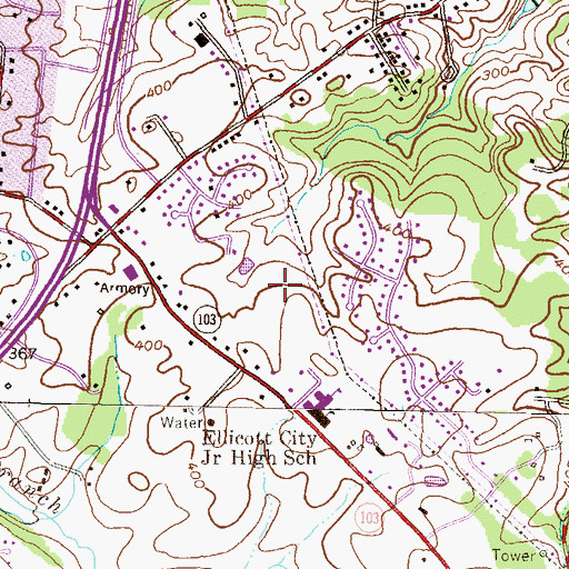 Topographic Map of Veterans Elementary School, MD