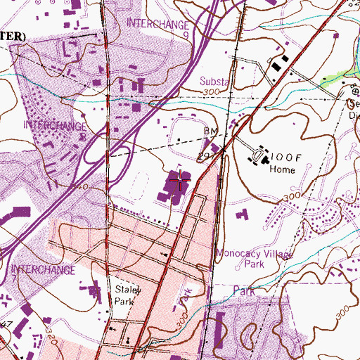 Topographic Map of Frederick County Evening High School, MD