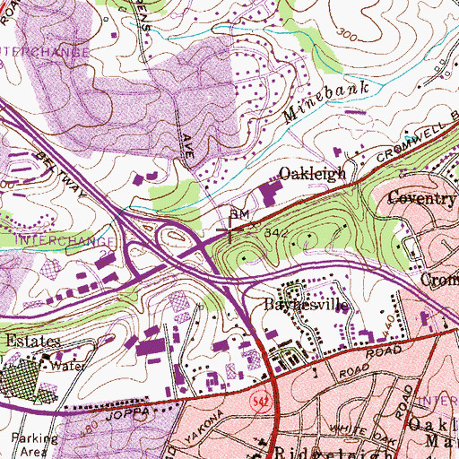 Topographic Map of The Arrow Project of Maryland, MD