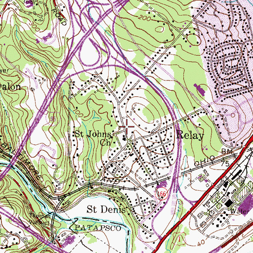 Topographic Map of The Relay Childrens Center, MD