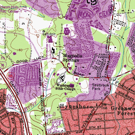 Topographic Map of Lanham Christian School, MD