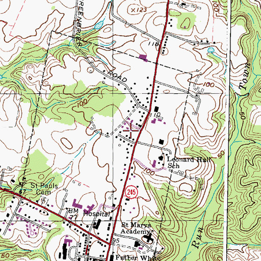 Topographic Map of Saint Mary's County Home and Hospital, MD