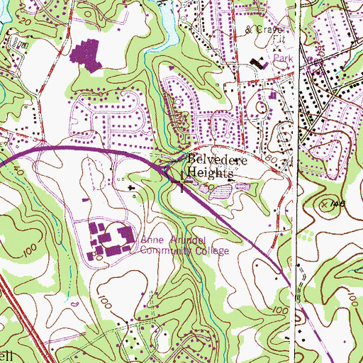 Topographic Map of College Parkways Creative Beginnings, MD
