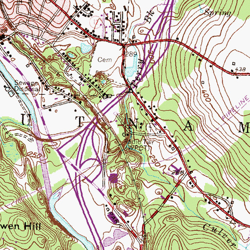 Topographic Map of WINY-AM (Putnam), CT