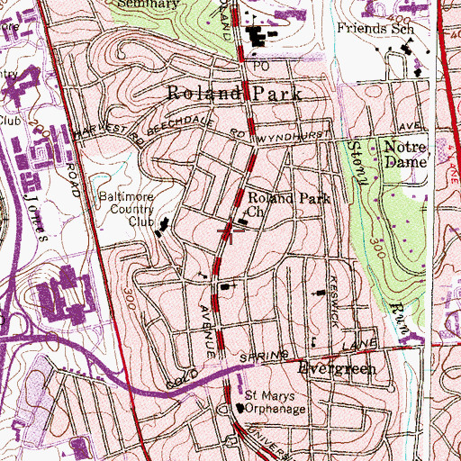 Topographic Map of Saint Davids Day School, MD