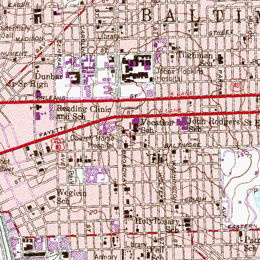 Topographic Map of Kennedy Krieger School, MD