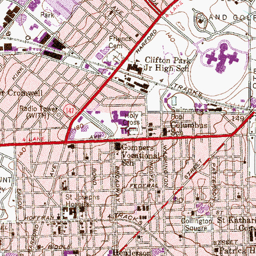 Topographic Map of Harford Heights Middle School, MD