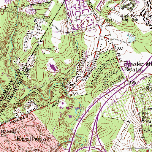 Topographic Map of Paint Branch Montessori School, MD