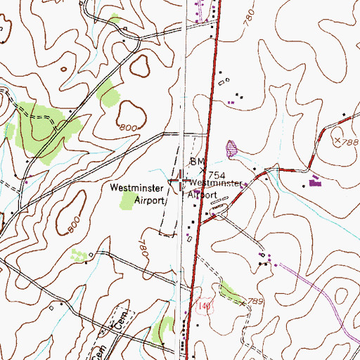 Topographic Map of Carroll Adult Learning Community Center, MD