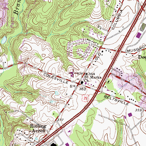 Topographic Map of Forcey Christian Middle School, MD