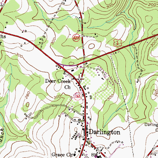 Topographic Map of Harford Friends School, MD