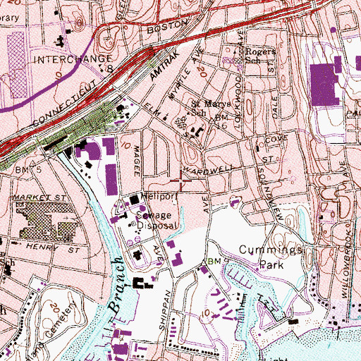 Topographic Map of WSTC-AM (Stamford), CT