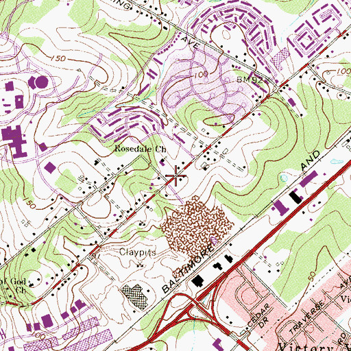 Topographic Map of Rosedale Baptist School, MD