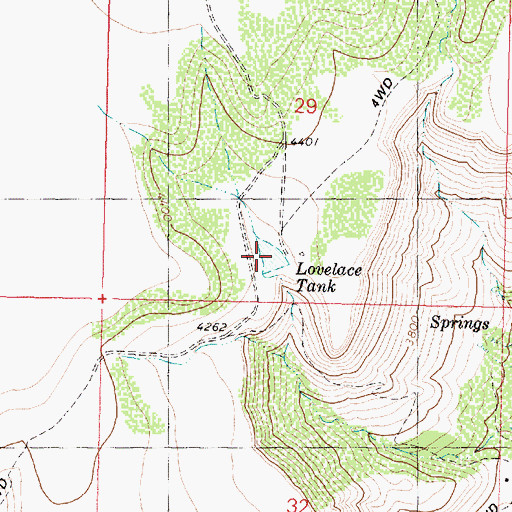 Topographic Map of Lovelace Tank, AZ