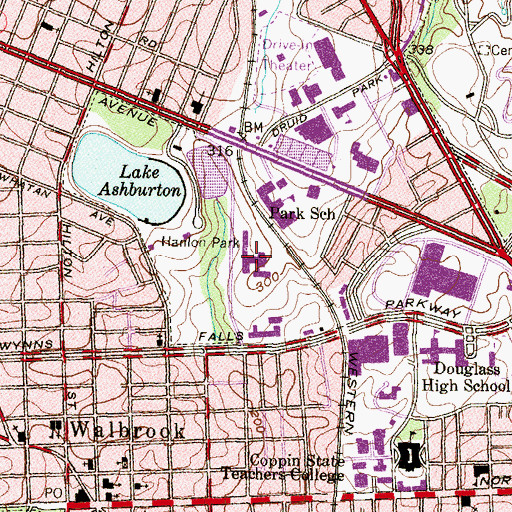 Topographic Map of Maryland Academy of Technology and Health Sciences, MD