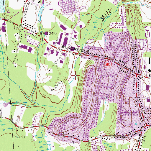 Topographic Map of WKND-AM (Windsor), CT