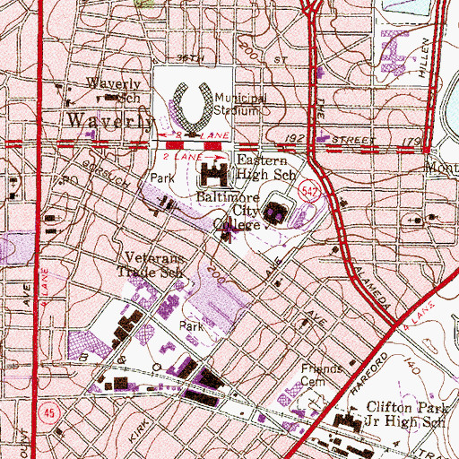 Topographic Map of The Green School, MD