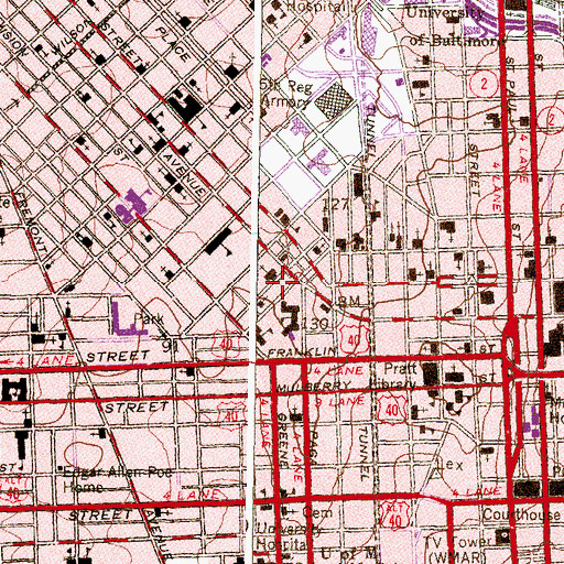 Topographic Map of Baltimore Urban League, MD