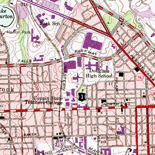 Topographic Map of Coppin Academy High School, MD