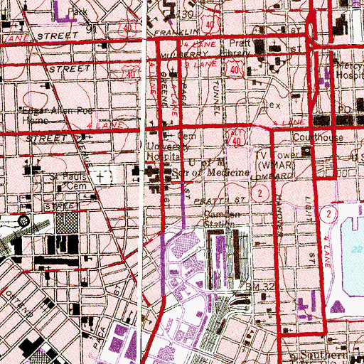 Topographic Map of Universtiy of Maryland - Baltimore, MD