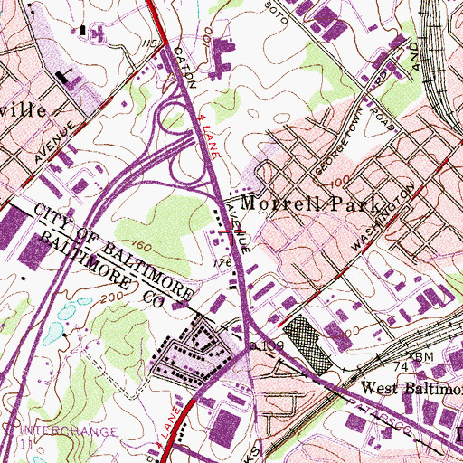 Topographic Map of Tesst College of Technology - Baltimore, MD