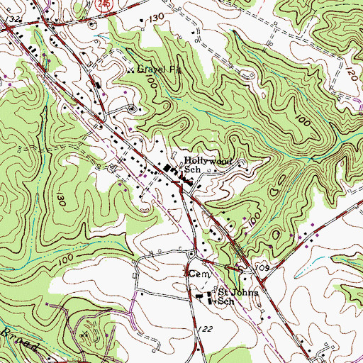 Topographic Map of Hollywood United Methodist Church Preschool, MD