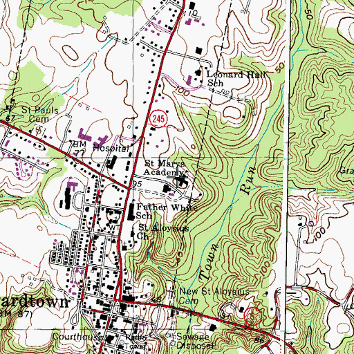 Topographic Map of College of Southern Maryland Leonardtown Campus, MD