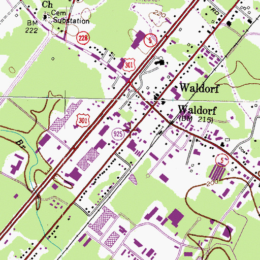 Topographic Map of Waldorf Center for Higher Education, MD