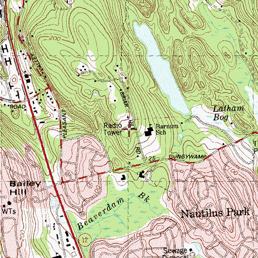 Topographic Map of WQGN-FM (Groton), CT