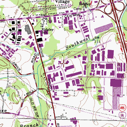Topographic Map of High Road School, MD