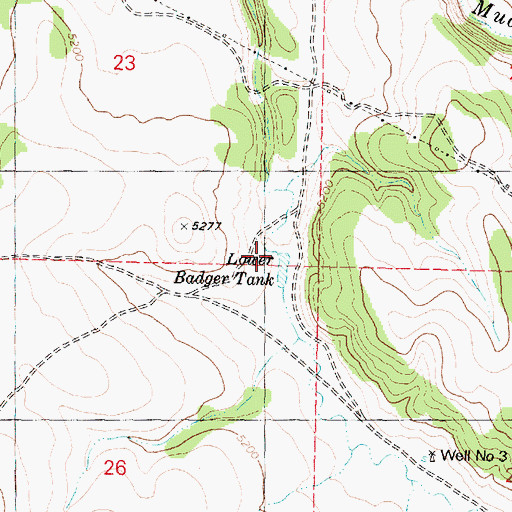 Topographic Map of Lower Badger Tank, AZ