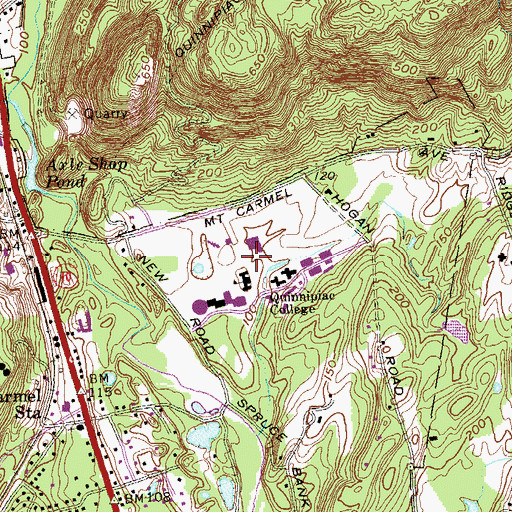 Topographic Map of WQAQ-FM (Hamden), CT