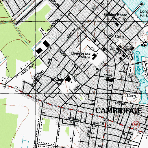 Topographic Map of Sojourner Douglass College - Cambridge, MD