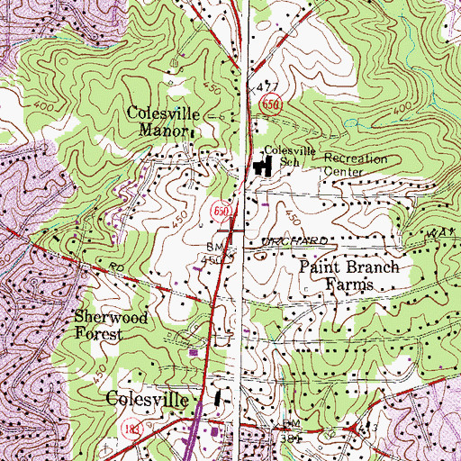 Topographic Map of Thornton Friends Upper School, MD