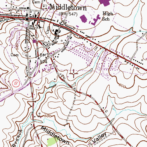 Topographic Map of Middletown Primary School, MD