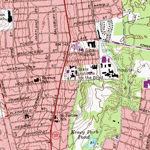 Topographic Map of WQTQ-FM (Hartford), CT