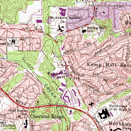 Topographic Map of Yeshiva College of the Nations Capital, MD